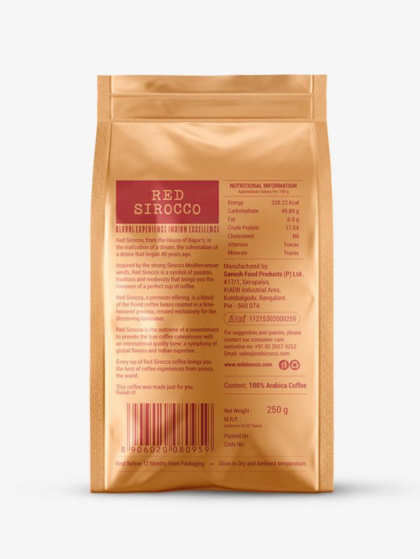 Red Sirocco Coffee Italia Roast back